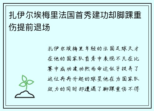扎伊尔埃梅里法国首秀建功却脚踝重伤提前退场 扎伊尔埃梅里法国首秀建功却脚踝重伤提前退场